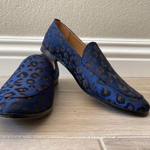 Demi Jacquard Navy/Leopard Smoking Loafer
